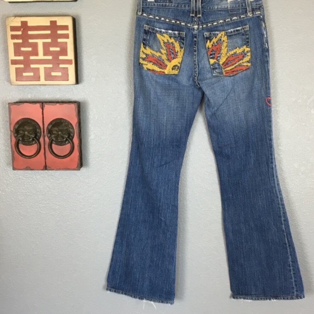 Chip & Pepper Blazing Saddle Low Rise Boot Cut Jeans Embroidered SZ 27 Retro
